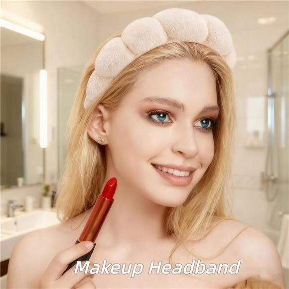 Spa headband and wristband set soft fleece skincare accessories hair clip for wo - Picture 3 of 8